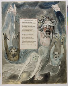 Óda na protivenství, z „Básně Thomase Graye“, 1797-98 (wc a černý inkoust na papíře) od William Blake